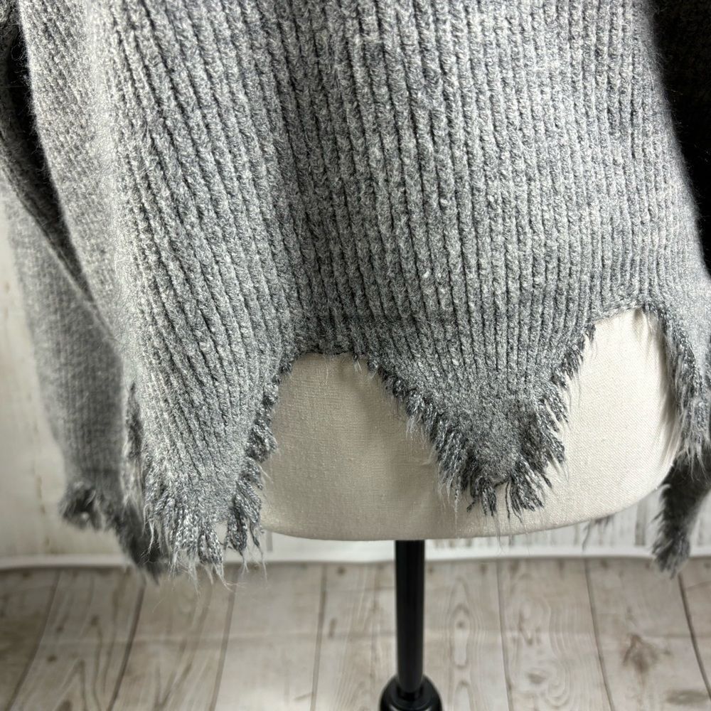 Dance & Marvel Destructed Distressed Gray Sweater V Neck - Picture 3 of 8